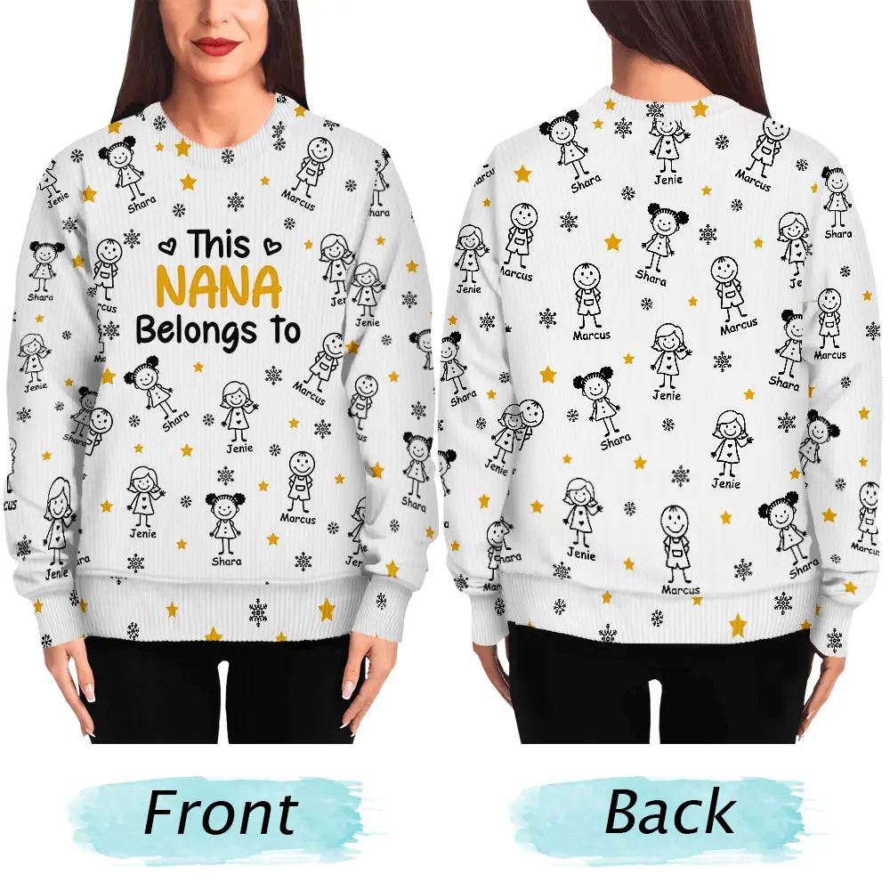 This Grandpa Grandma Belongs To Kids Pet - Personalized Unisex Ugly Sweater - Image 6