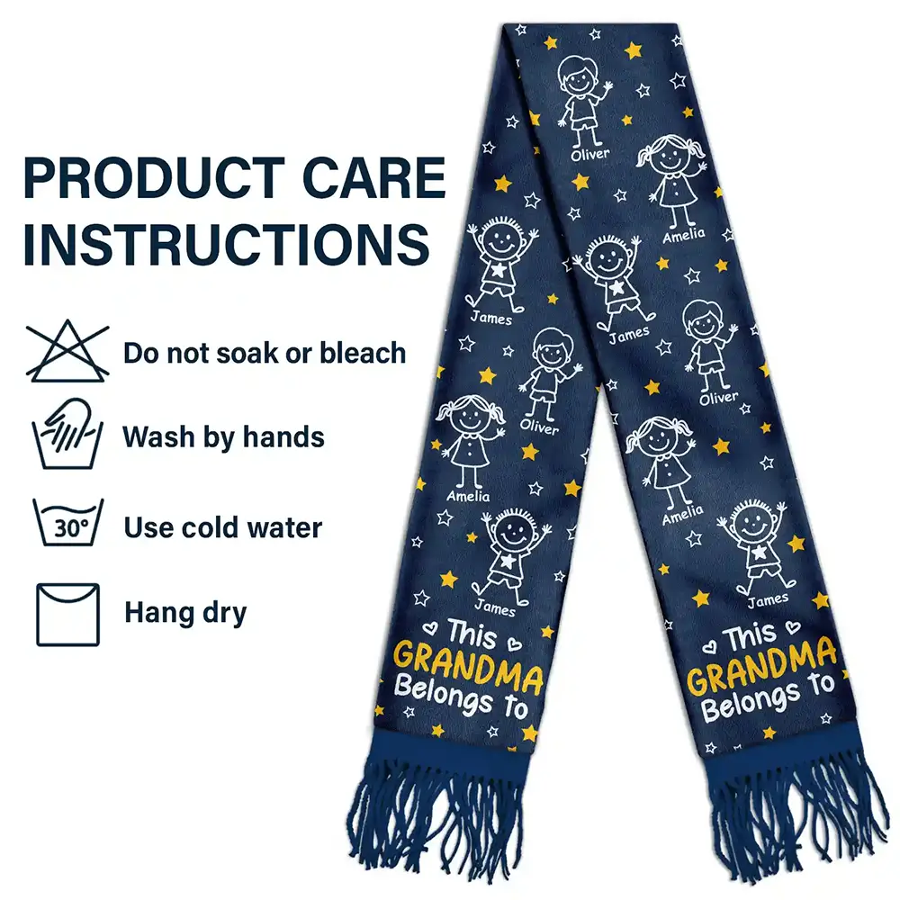 This Grandpa Grandma Belongs To Kids Pet - Personalized Wool Scarf With Tassel - Image 5