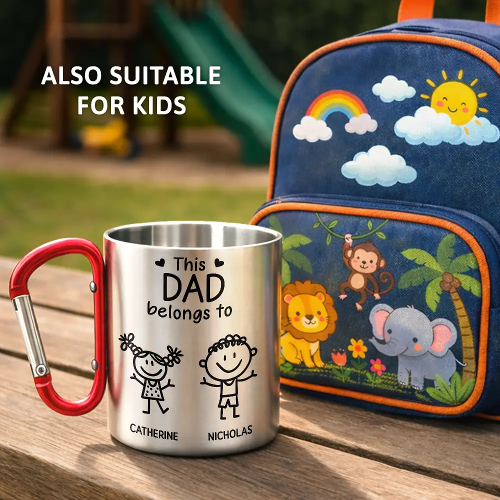 This Grandpa Grandpa Belongs To Stick Figures - Personalized Carabiner Mug - Image 4