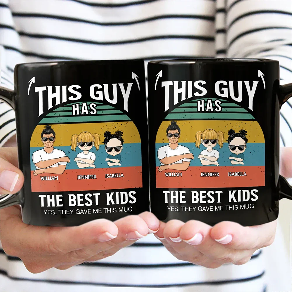 This Guy Has The Best Daughter Son - Personalized Black Mug - Image 2