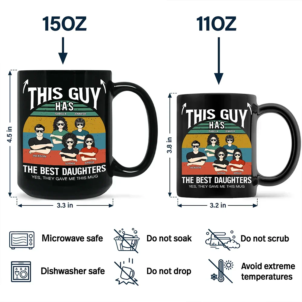 This Guy Has The Best Daughter Son - Personalized Black Mug - Image 4