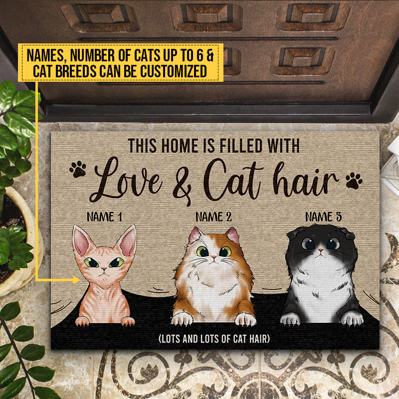 This Home Is Filled With Love & Cat Hair Custom Doormat, Funny Cat Doormat, Home Decor, Cat Lovers Gift - Image 4