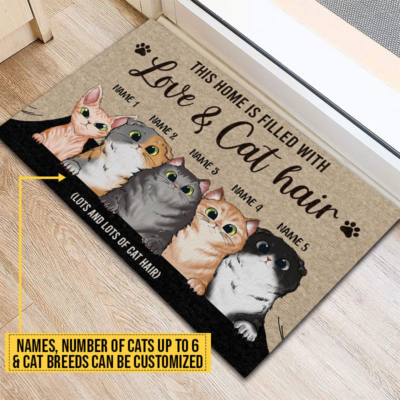 This Home Is Filled With Love & Cat Hair Custom Doormat, Funny Cat Doormat, Home Decor, Cat Lovers Gift - Image 5