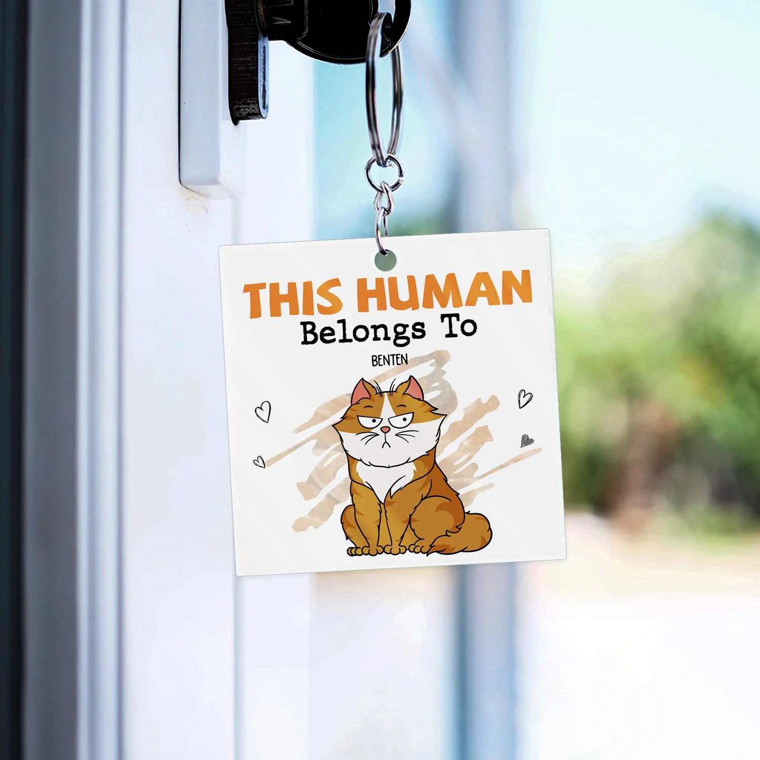 This Human Belongs To - Gift For Cat Lovers - Personalized Acrylic Keychain - Image 3