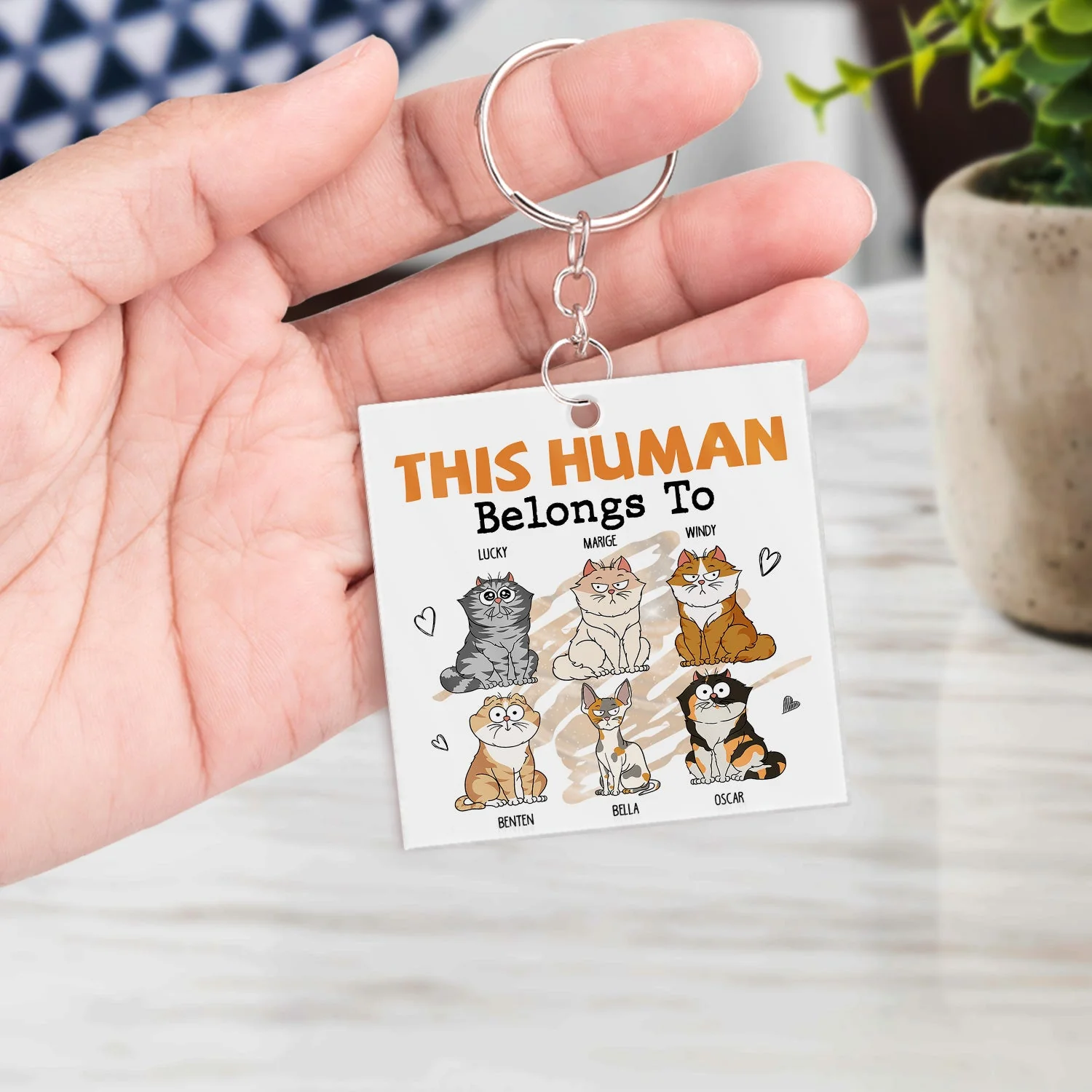 This Human Belongs To - Gift For Cat Lovers - Personalized Acrylic Keychain - Image 4