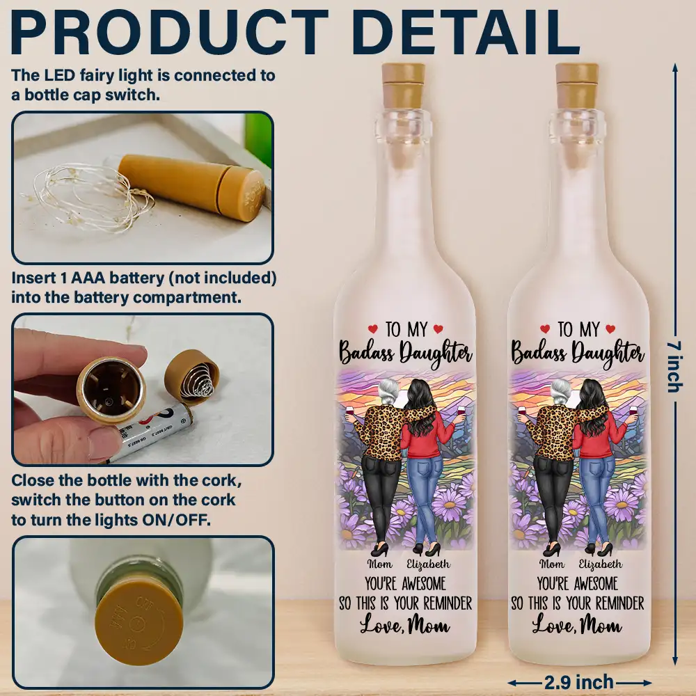 This Is A Reminder Mother Daughter - Personalized Bottle Light - Image 4