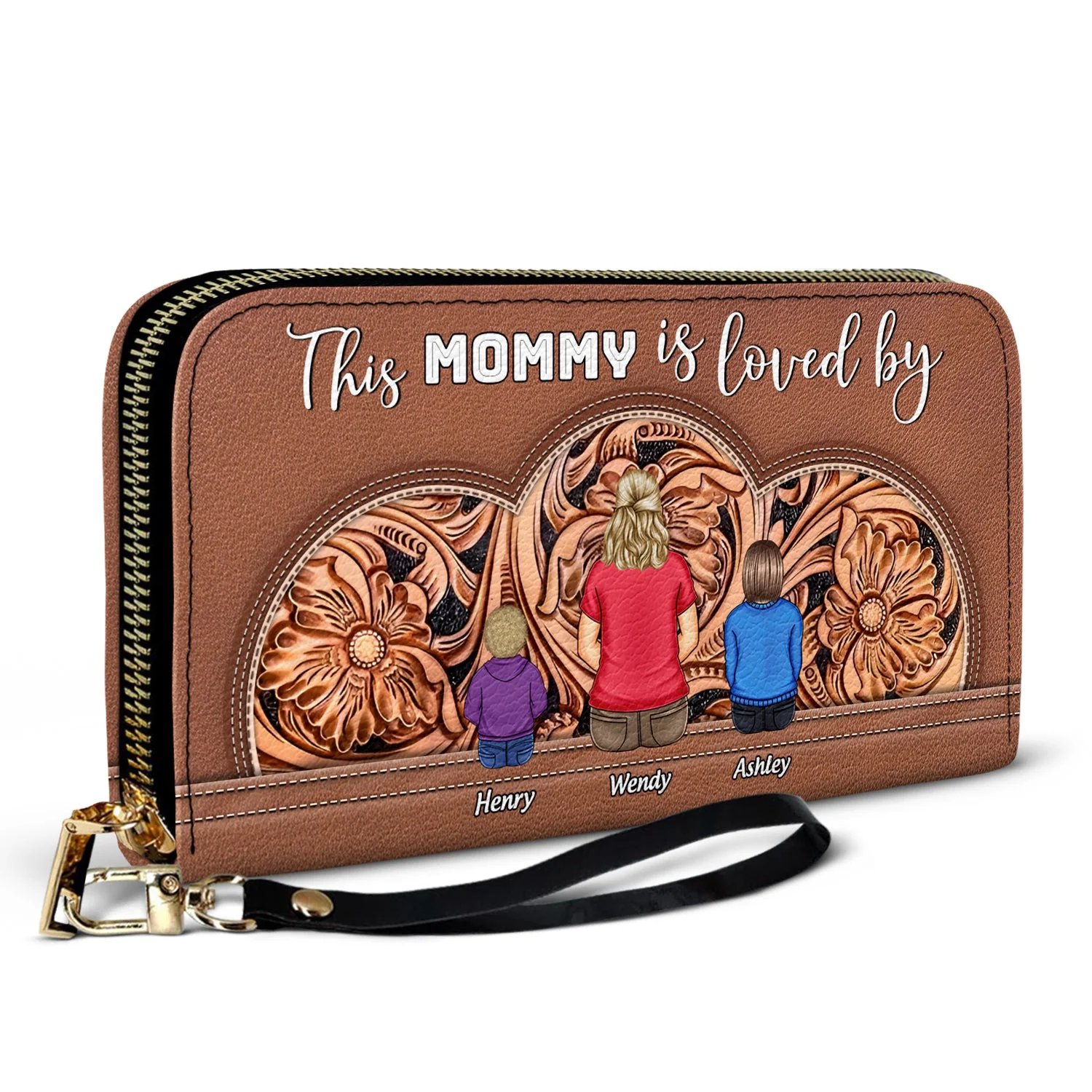 This Is Loved By Leather - Gift For Mother, Grandma - Personalized Leather Long Wallet - Image 2
