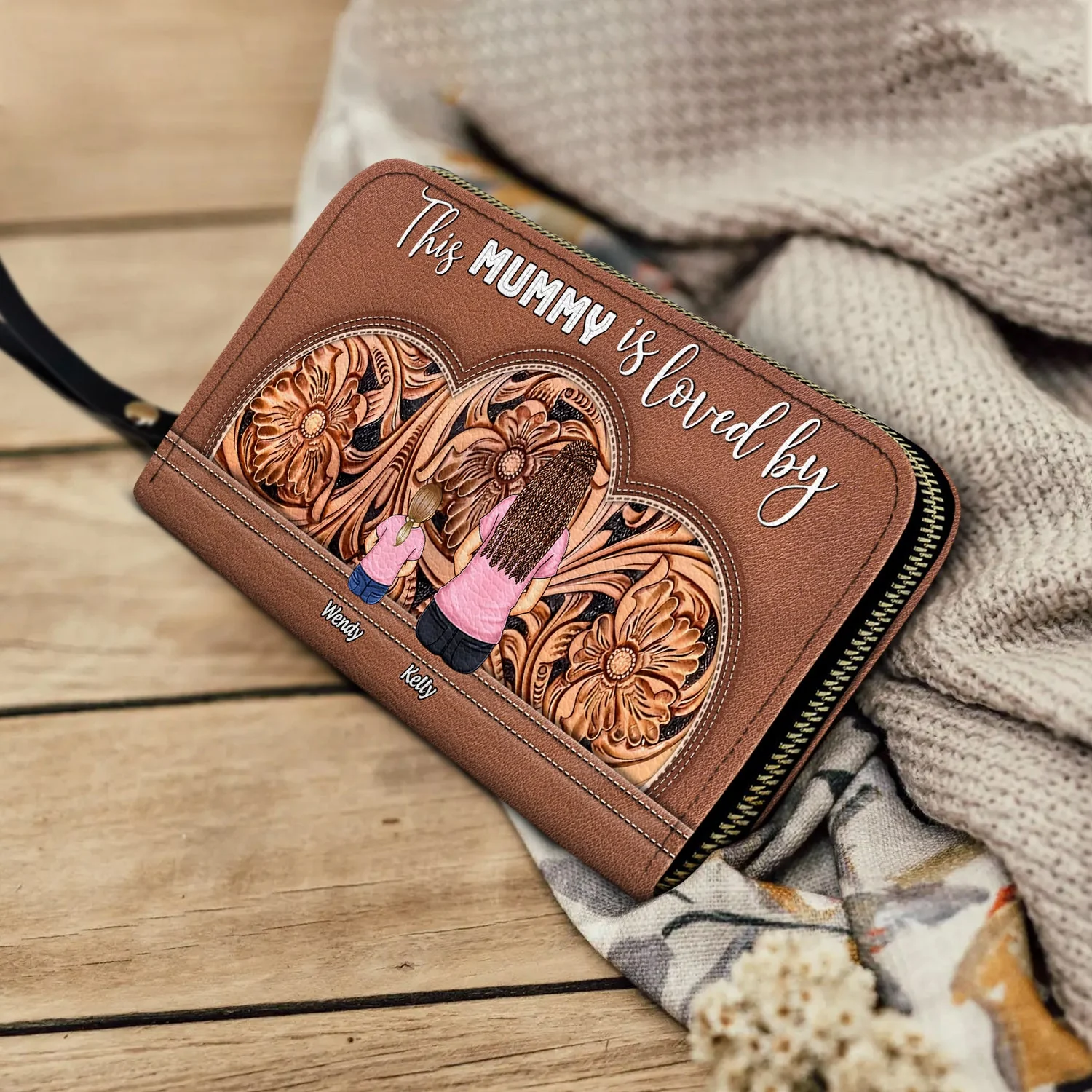 This Is Loved By Leather - Gift For Mother, Grandma - Personalized Leather Long Wallet - Image 4