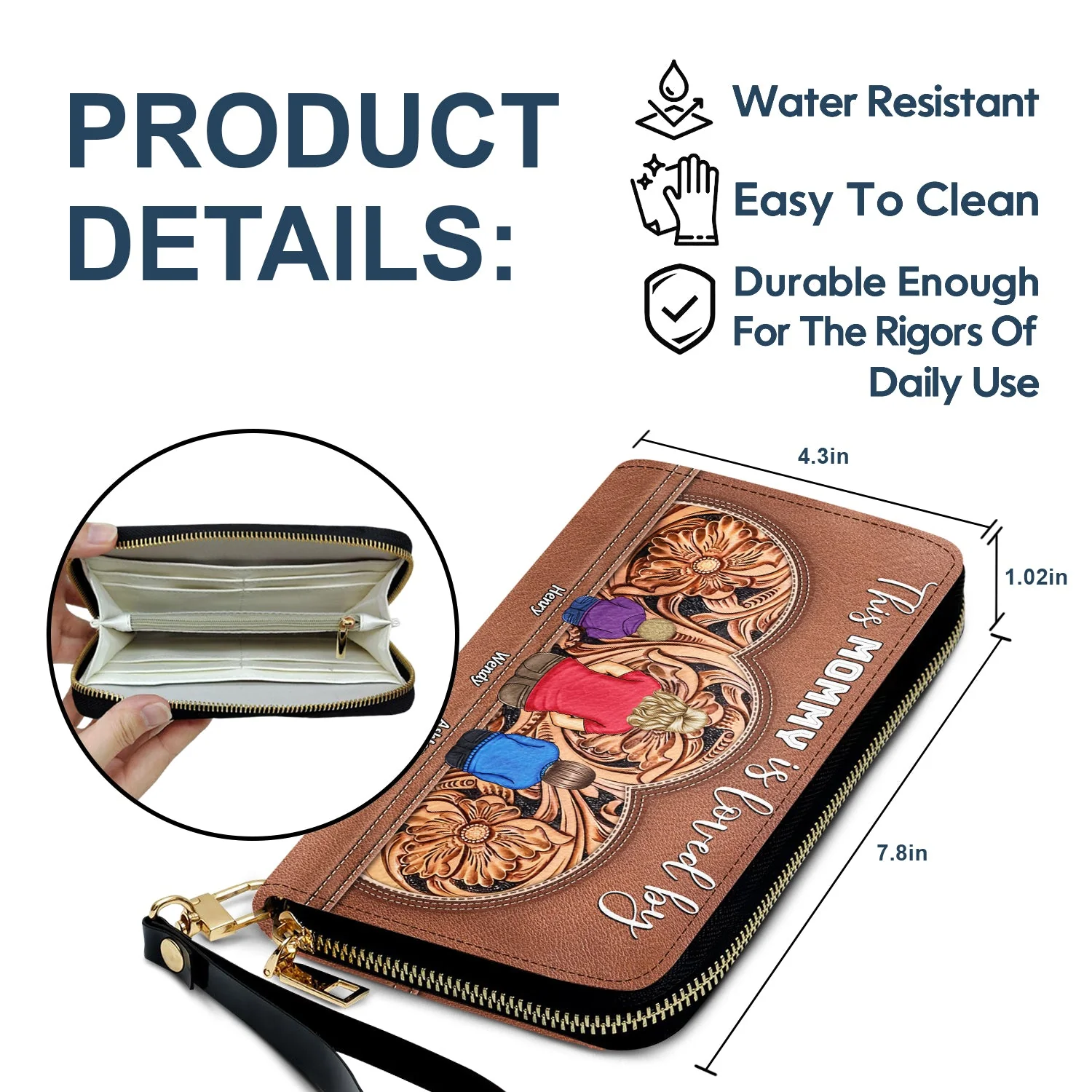 This Is Loved By Leather - Gift For Mother, Grandma - Personalized Leather Long Wallet - Image 6