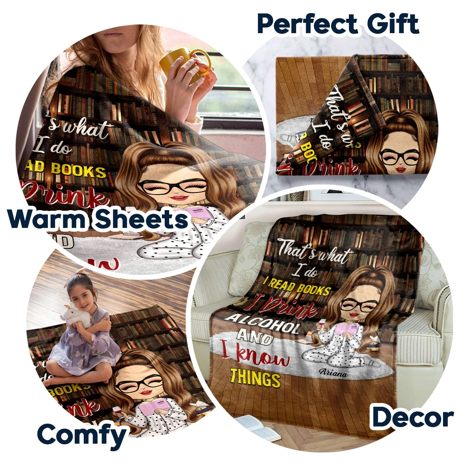 This Is My Book Reading Blanket - Gift For Reading Lovers - Personalized Fleece Blanket - Image 5