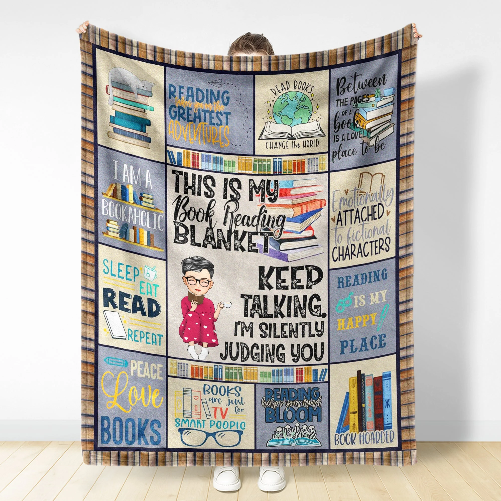 This Is My Book Reading Blanket - Personalized Fleece Blanket, Sherpa Blanket - Image 3