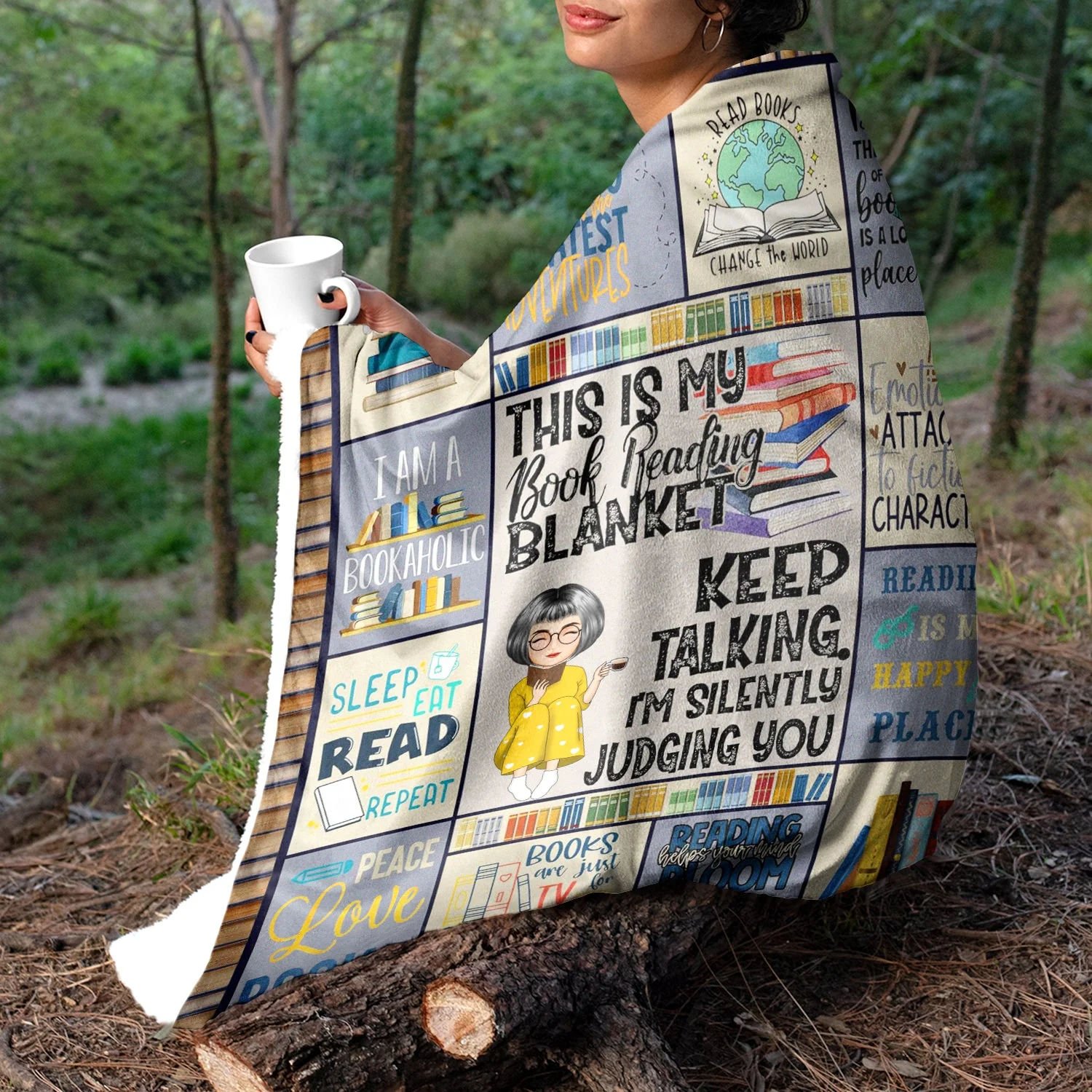 This Is My Book Reading Blanket - Personalized Fleece Blanket, Sherpa Blanket - Image 5