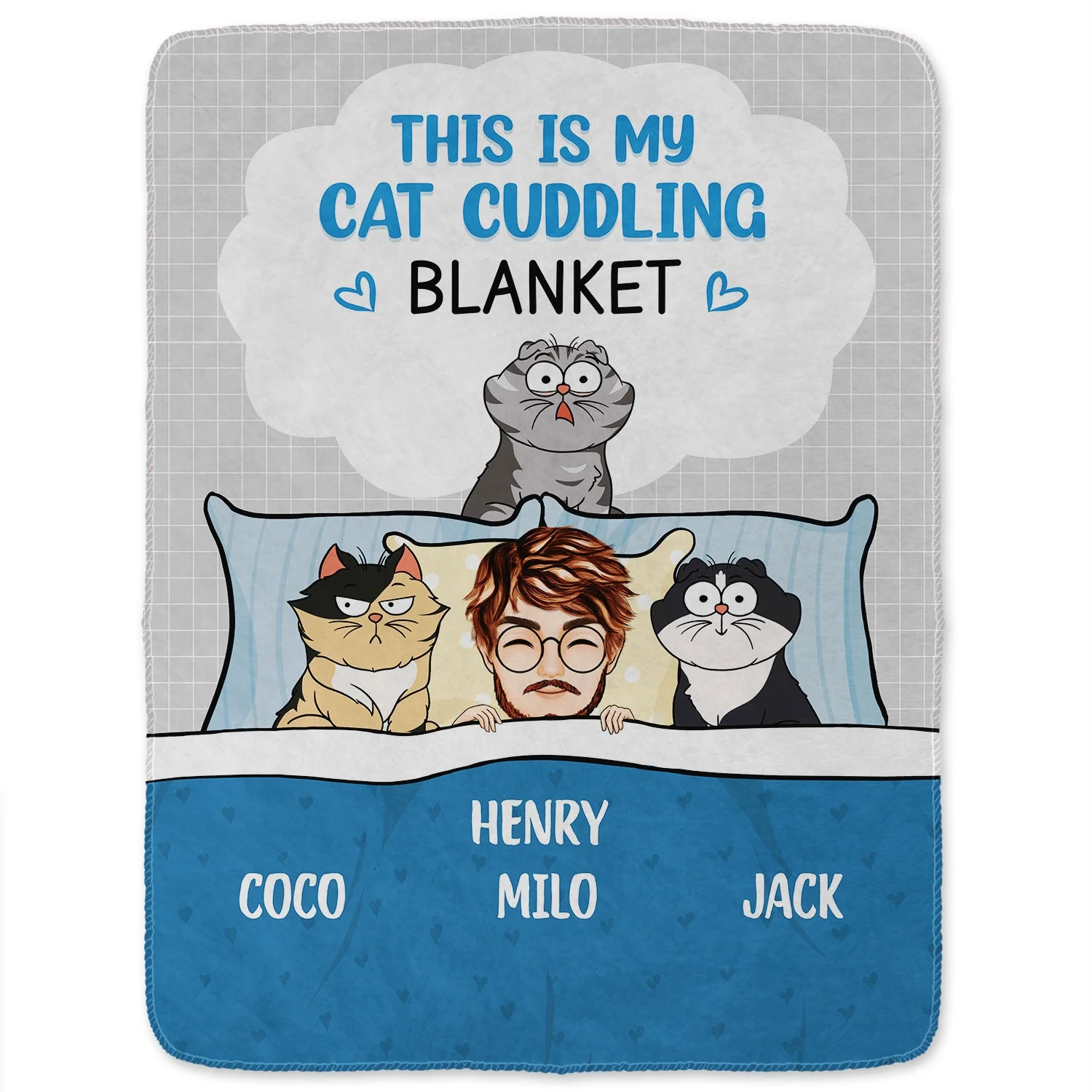 This Is My Cat Cuddling Cozy - Gift For Cat Lovers - Personalized Fleece Blanket, Sherpa Blanket - Image 2