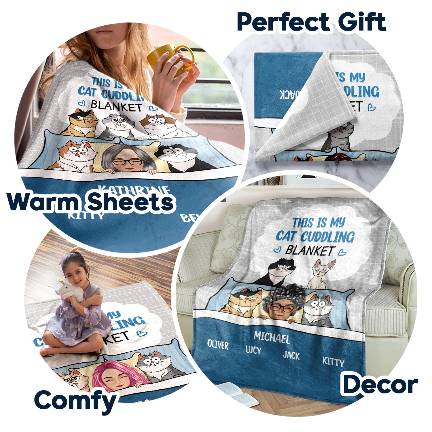 This Is My Cat Cuddling Cozy - Gift For Cat Lovers - Personalized Fleece Blanket, Sherpa Blanket - Image 7