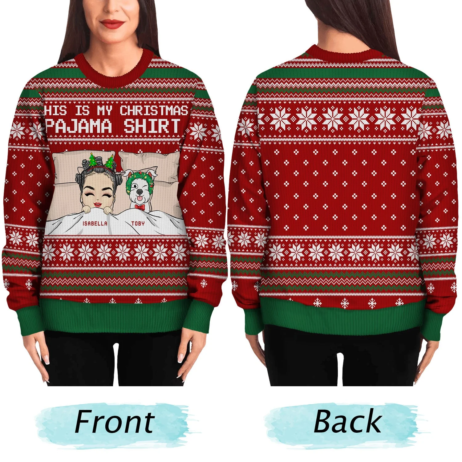 This Is My Christmas Pajama Shirt - Gift For Dog Cat Lovers - Personalized Unisex Ugly Sweater - Image 5