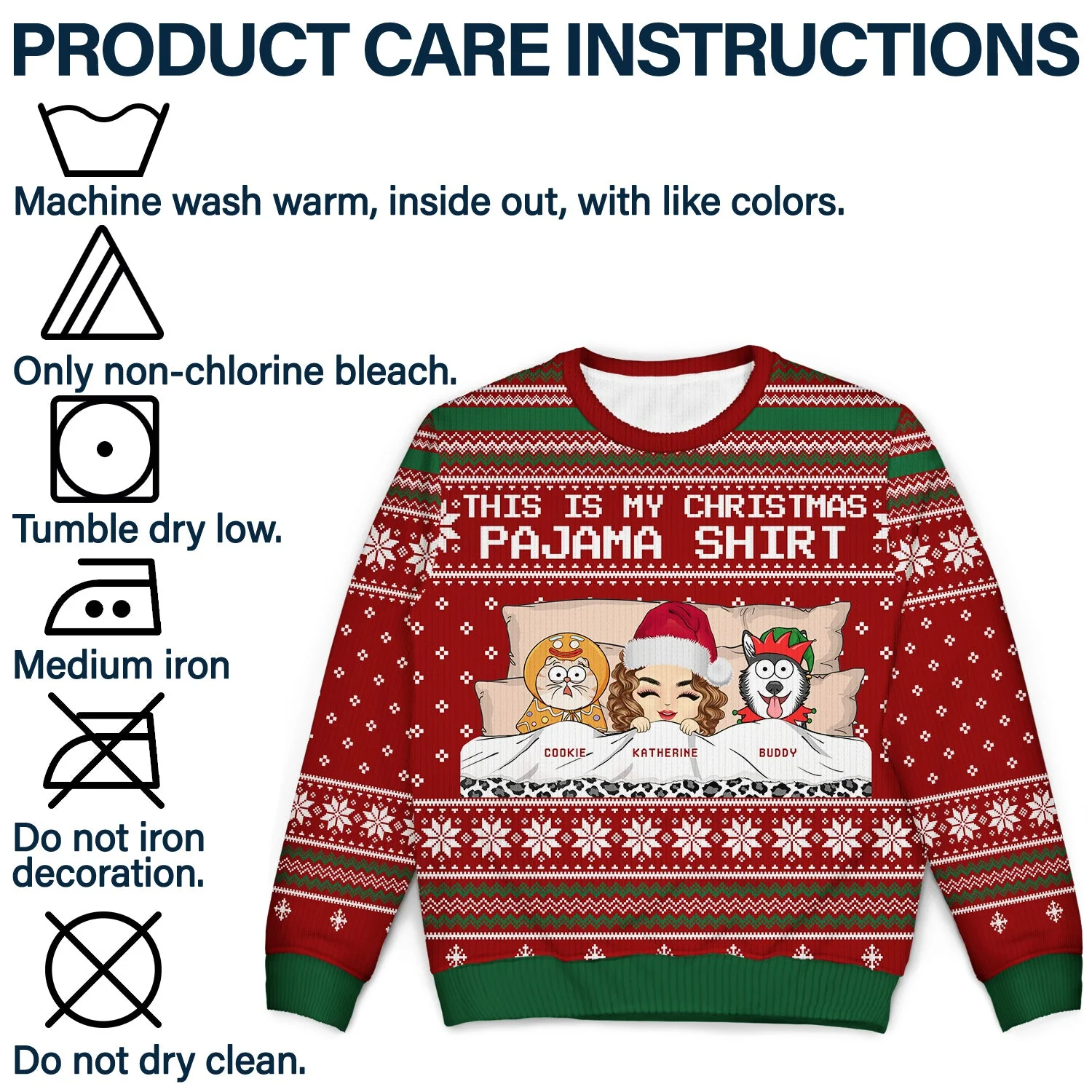 This Is My Christmas Pajama Shirt - Gift For Dog Cat Lovers - Personalized Unisex Ugly Sweater - Image 7