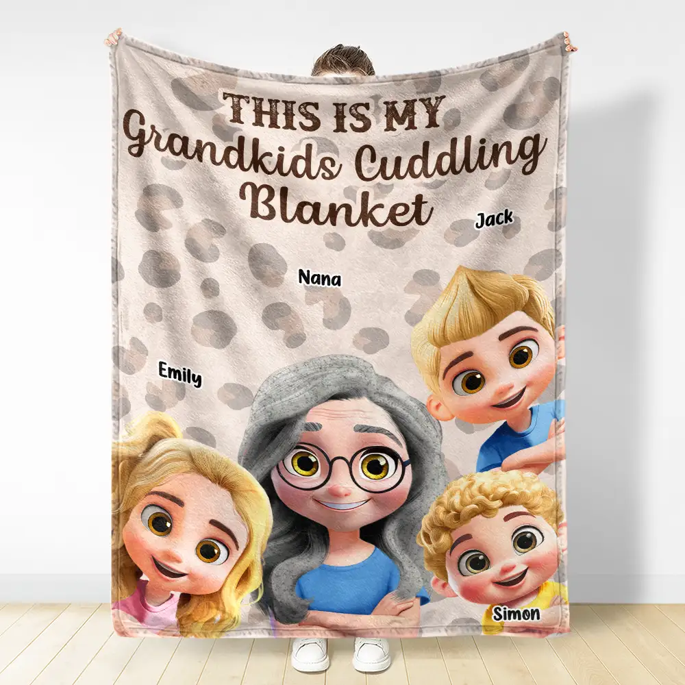 This Is My Grandkids Cuddling Blanket - Personalized Fleece Blanket, Sherpa Blanket - Image 3