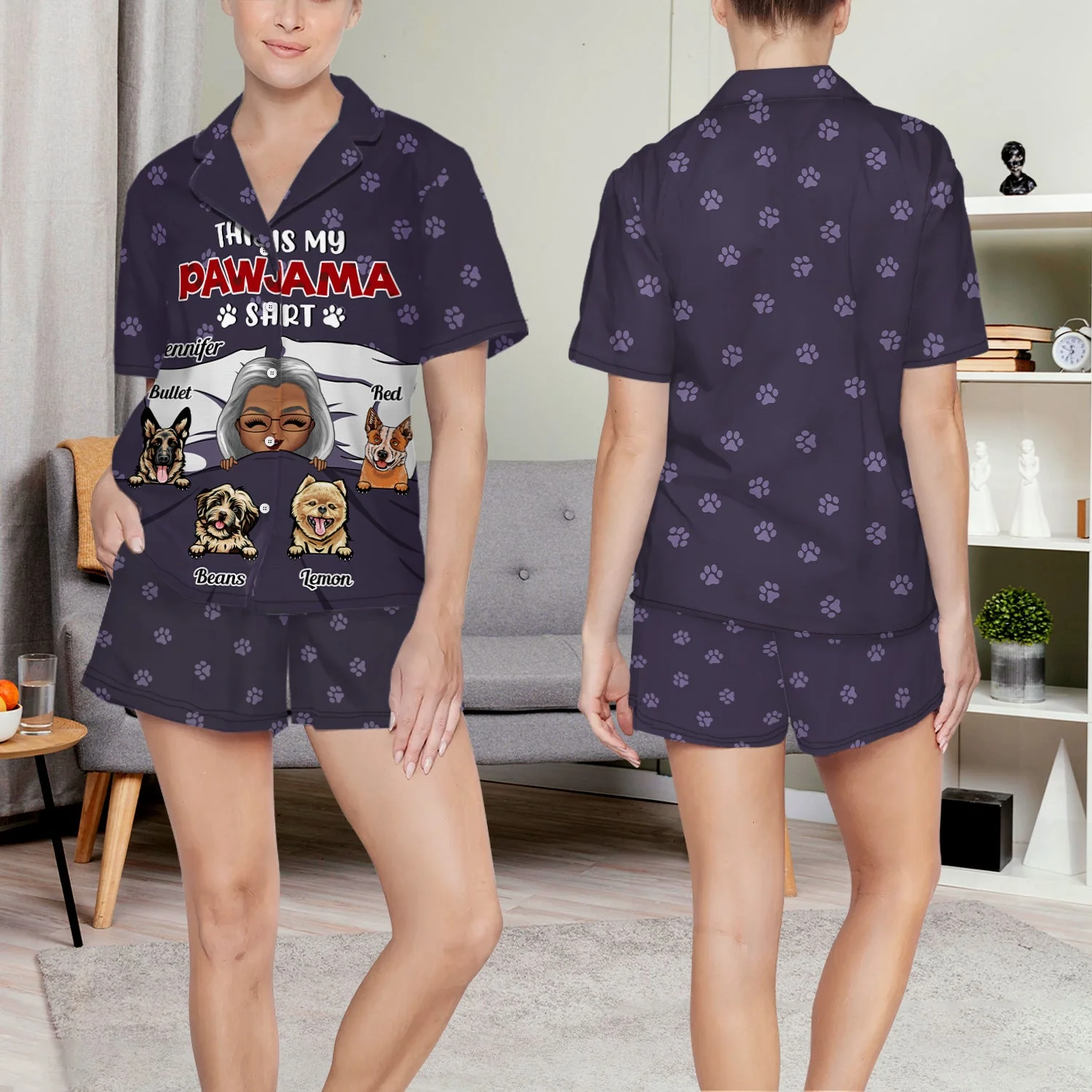 This Is My Pawjama Shirt - Gift For Dog Lovers, Dog Moms, Dog Dads - Personalized Short Pajamas Set - Image 4
