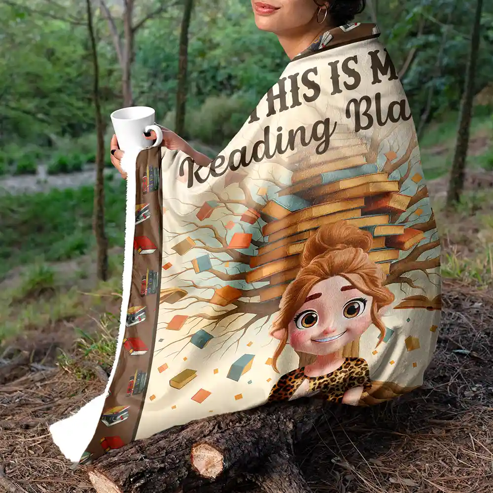 This Is My Reading Blanket 3D Effect - Personalized Fleece Blanket, Sherpa Blanket - Image 5