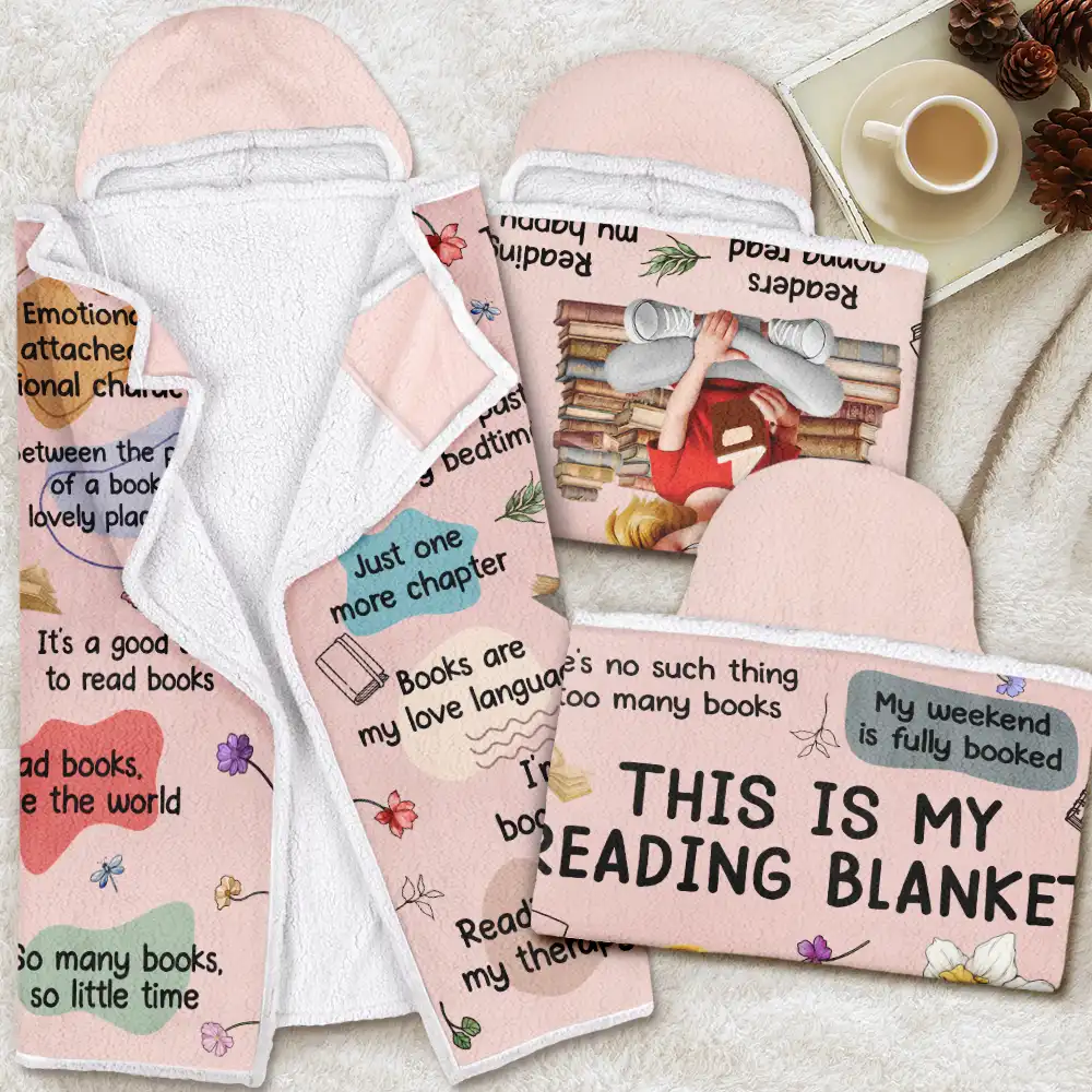 This Is My Reading Blanket Birth Month Flower - Personalized Wearable Hooded Blanket - Image 4