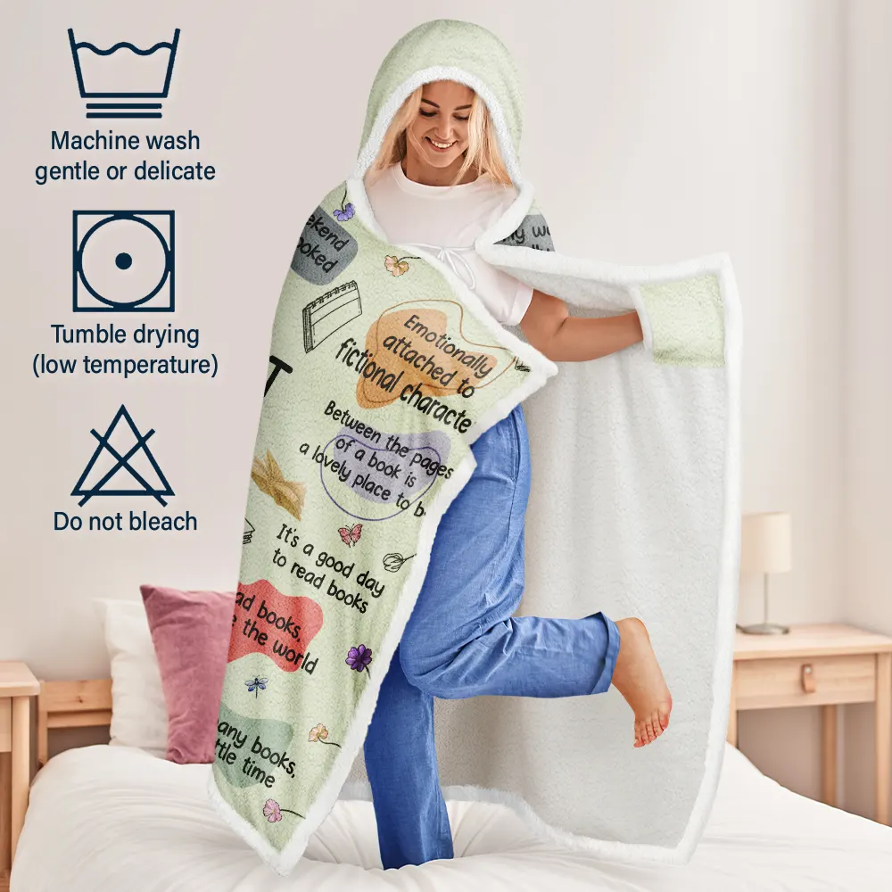 This Is My Reading Blanket Birth Month Flower - Personalized Wearable Hooded Blanket - Image 5