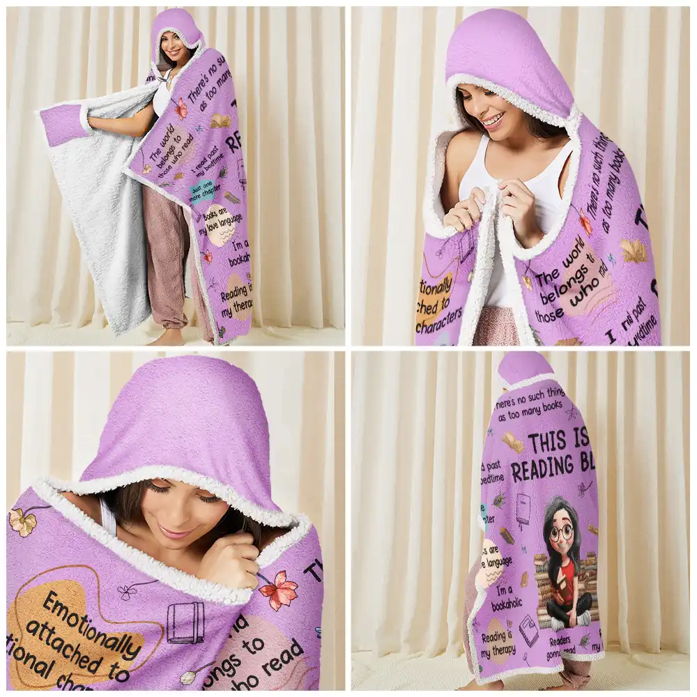 This Is My Reading Blanket Birth Month Flower - Personalized Wearable Hooded Blanket - Image 6