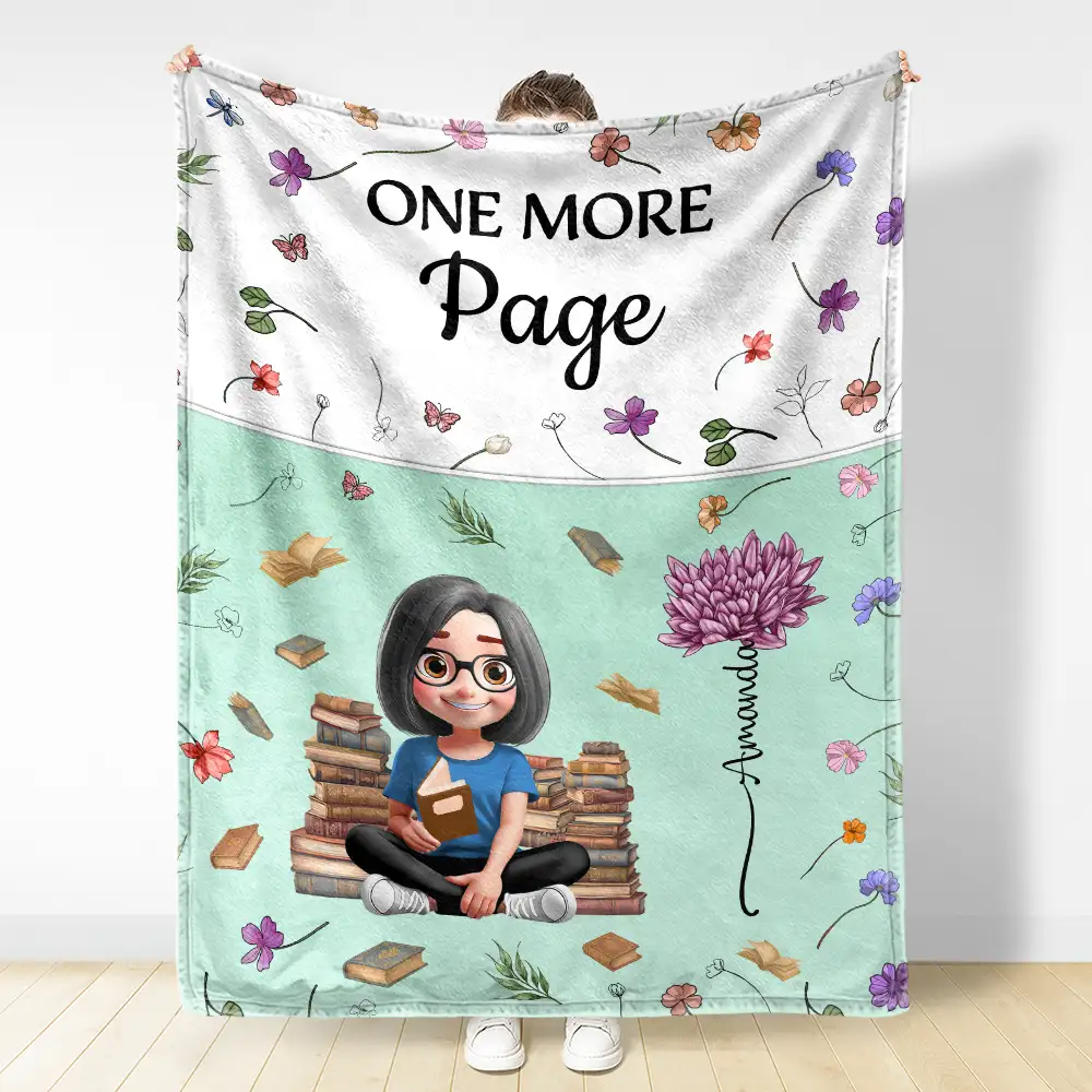 This Is My Reading Blanket Colorful Birth Month Flower - Personalized Fleece Blanket, Sherpa Blanket - Image 3