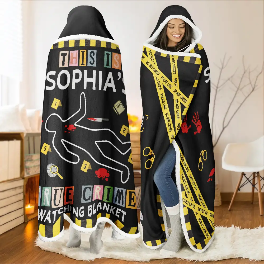 This Is My True Crime Watching Blanket - Personalized Wearable Hooded Blanket - Image 2