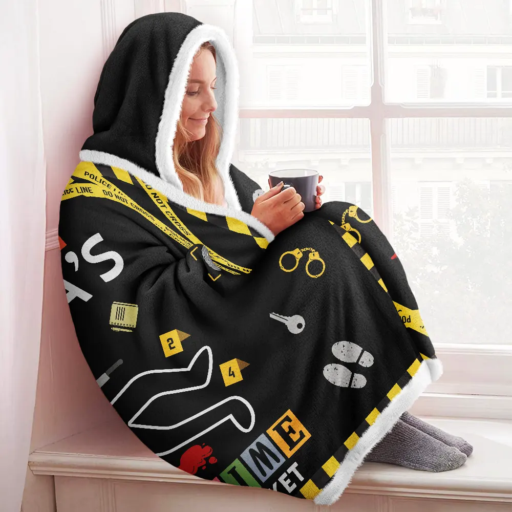 This Is My True Crime Watching Blanket - Personalized Wearable Hooded Blanket - Image 3