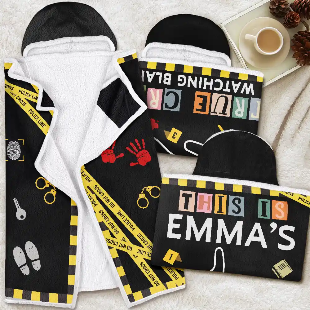 This Is My True Crime Watching Blanket - Personalized Wearable Hooded Blanket - Image 4