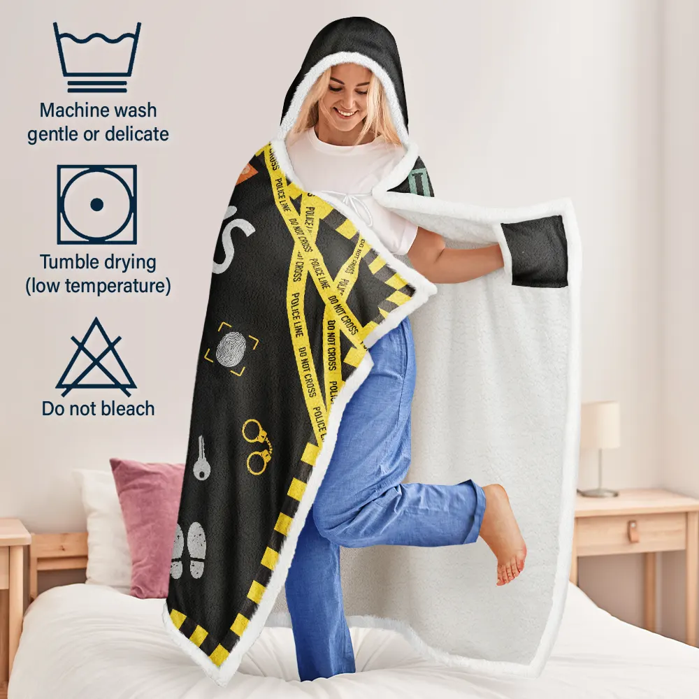 This Is My True Crime Watching Blanket - Personalized Wearable Hooded Blanket - Image 5