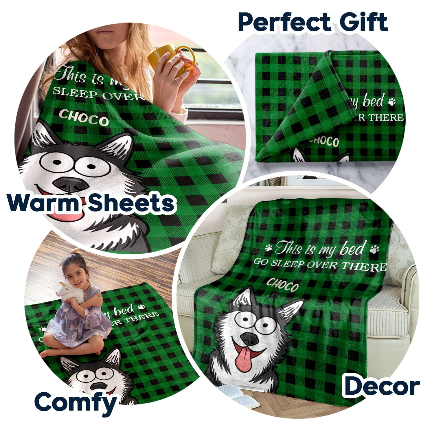 This Is Our Bed Go Sleep Over There Funny Cartoon Dogs - Gift For Dog Lovers - Personalized Fleece Blanket - Image 5