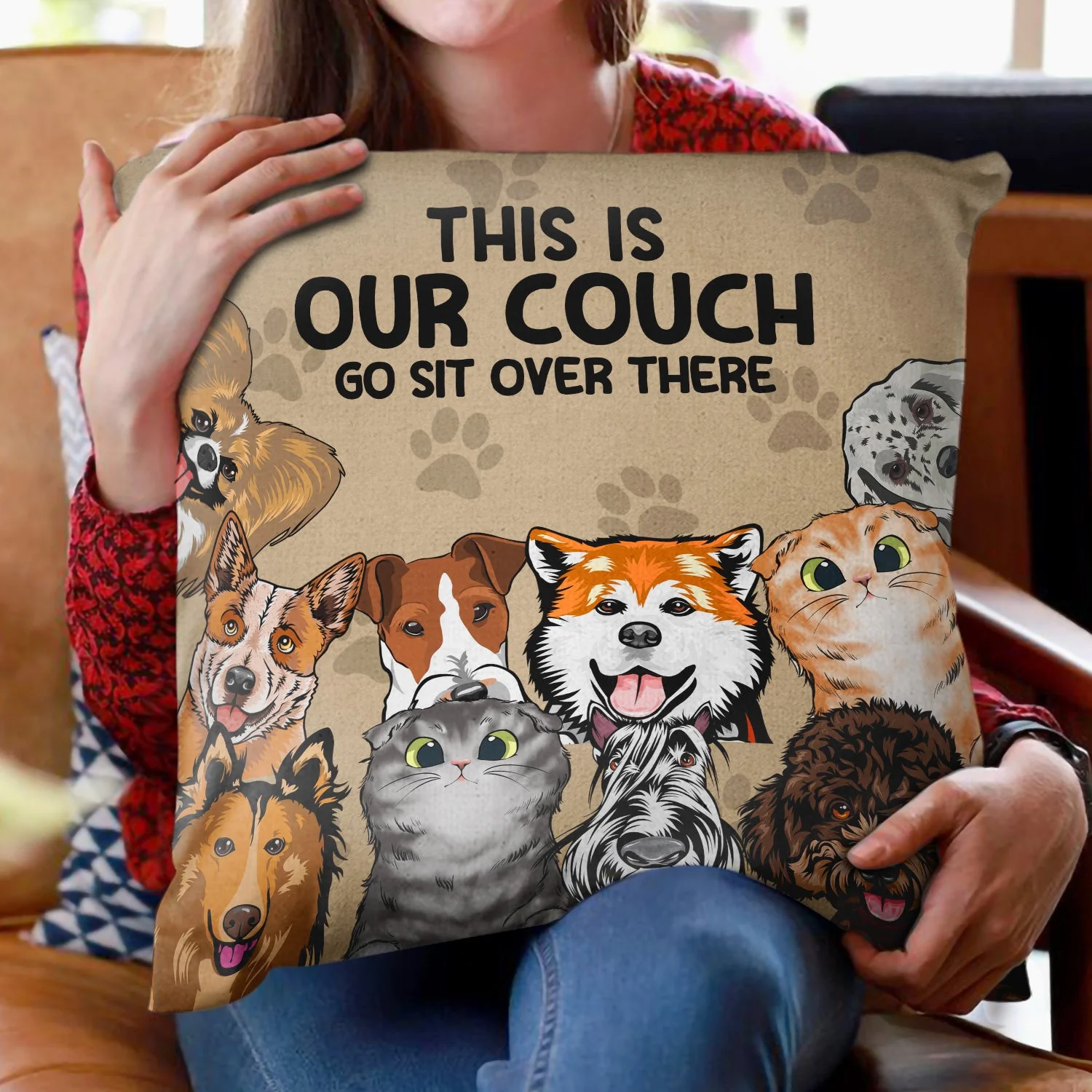 This Is Our Couch Go Sit Over There - Home Decor, Birthday, Housewarming Gift For Dog Lovers & Cat Lovers - Personalized Custom Pillow - Image 2