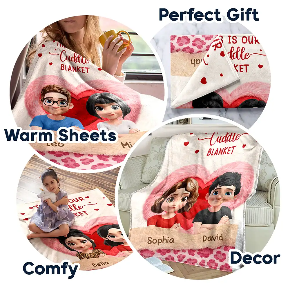This Is Our Cuddle Blanket Faux Fur Effect - Personalized Fleece Blanket, Sherpa Blanket - Image 7