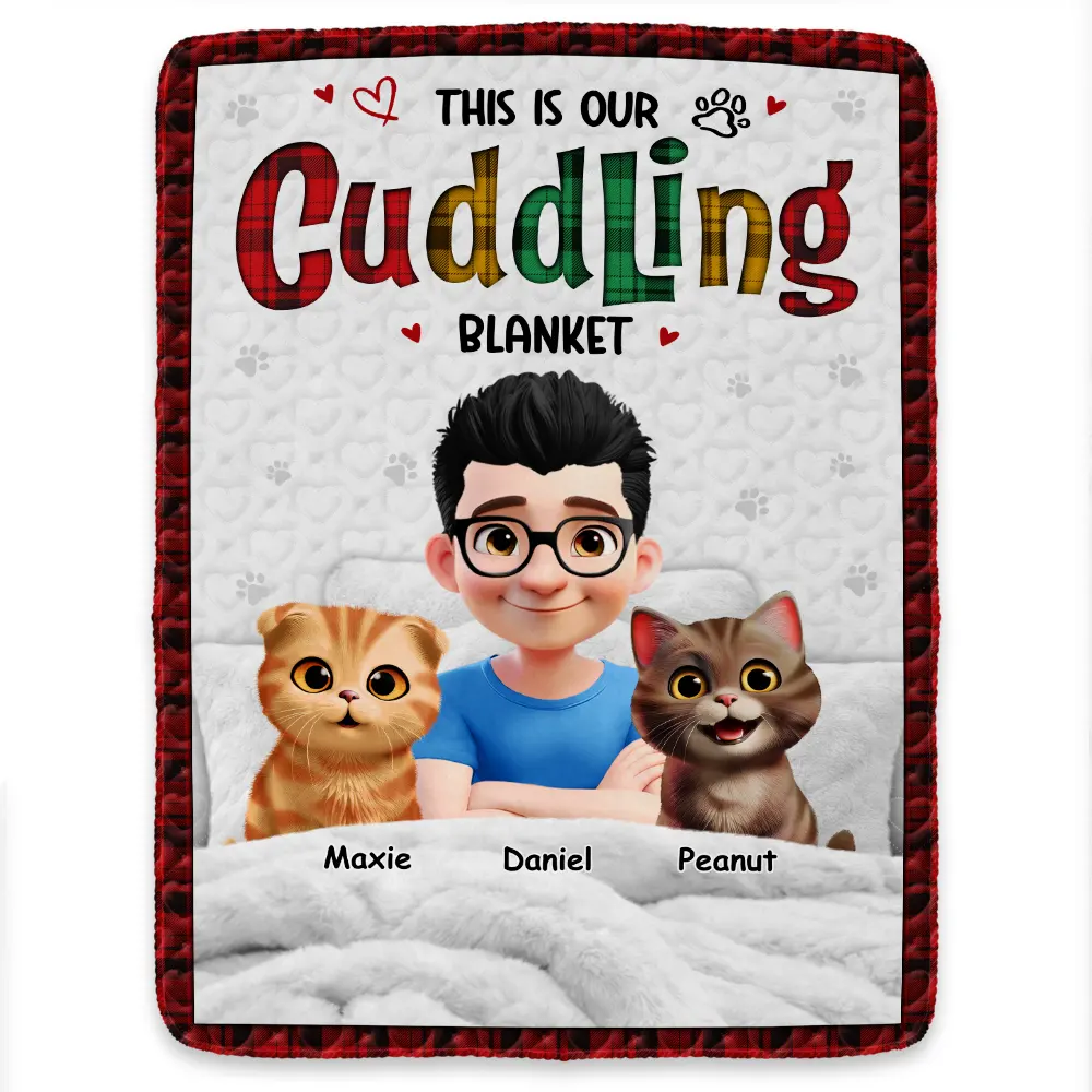 This Is Our Cuddling Blanket 3D Effect Dog Cat Lovers - Personalized Fleece Blanket, Sherpa Blanket - Image 2