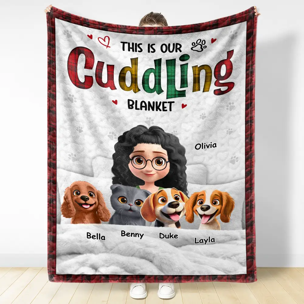 This Is Our Cuddling Blanket 3D Effect Dog Cat Lovers - Personalized Fleece Blanket, Sherpa Blanket - Image 3