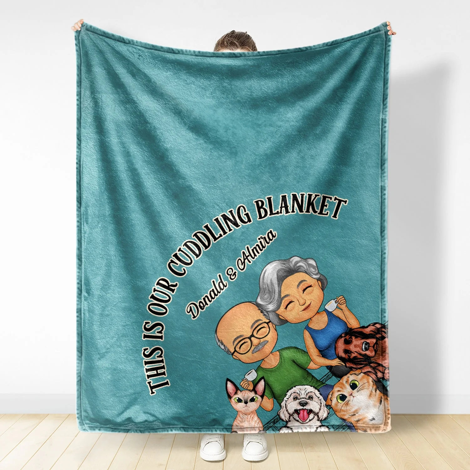 This Is Our Cuddling Blanket Couples Cats Dogs - Anniversary, Birthday Gift For Spouse, Husband, Wife, Boyfriend, Girlfriend - Personalized Custom Fleece Blanket - Image 2