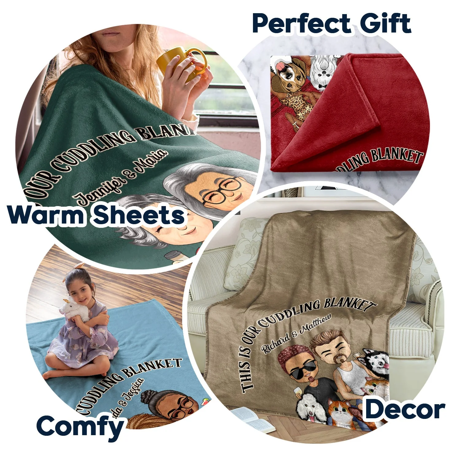 This Is Our Cuddling Blanket Couples Cats Dogs - Anniversary, Birthday Gift For Spouse, Husband, Wife, Boyfriend, Girlfriend - Personalized Custom Fleece Blanket - Image 5
