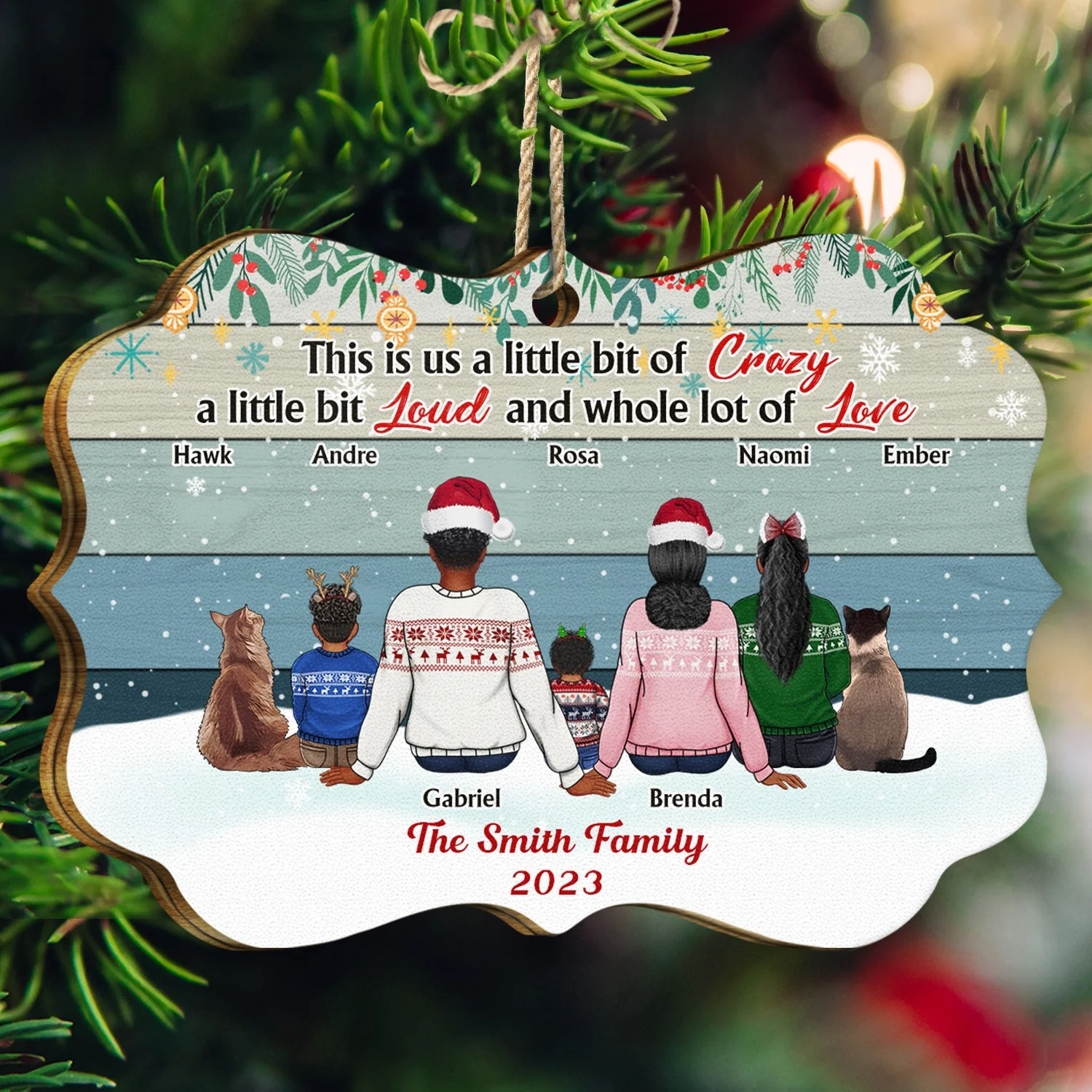 This Is Us A Little Bit Back Vector - Christmas Gift For Family - Personalized Medallion Wooden Ornament - Image 3
