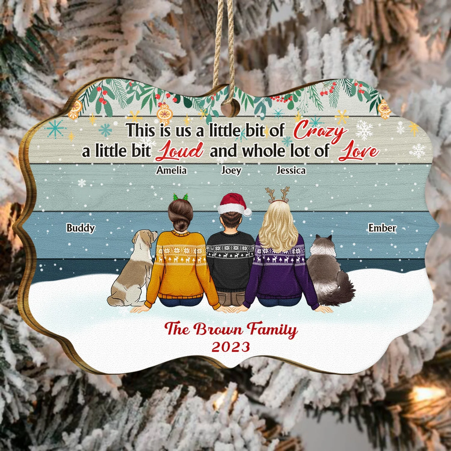 This Is Us A Little Bit Back Vector - Christmas Gift For Family - Personalized Medallion Wooden Ornament - Image 4