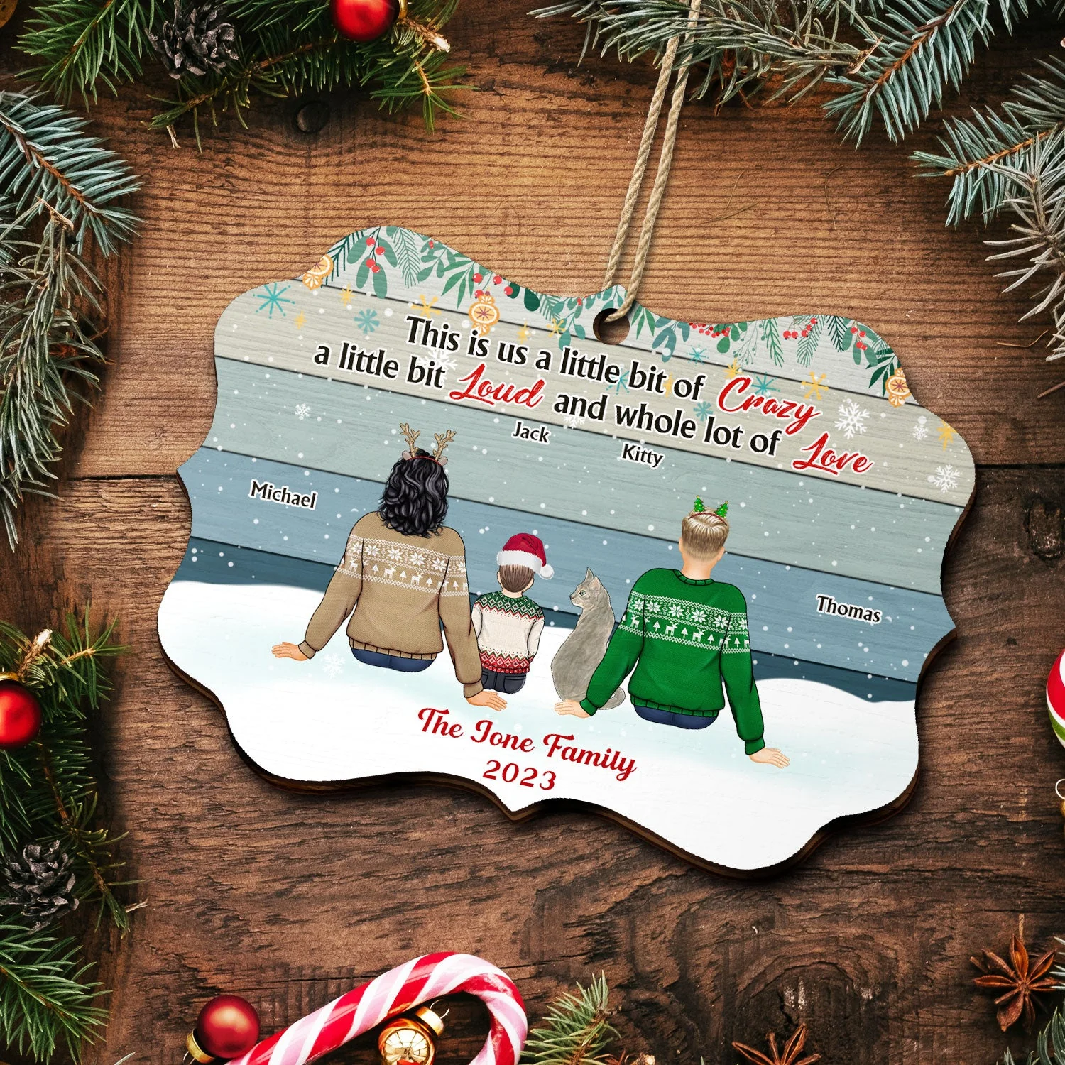 This Is Us A Little Bit Back Vector - Christmas Gift For Family - Personalized Medallion Wooden Ornament - Image 5