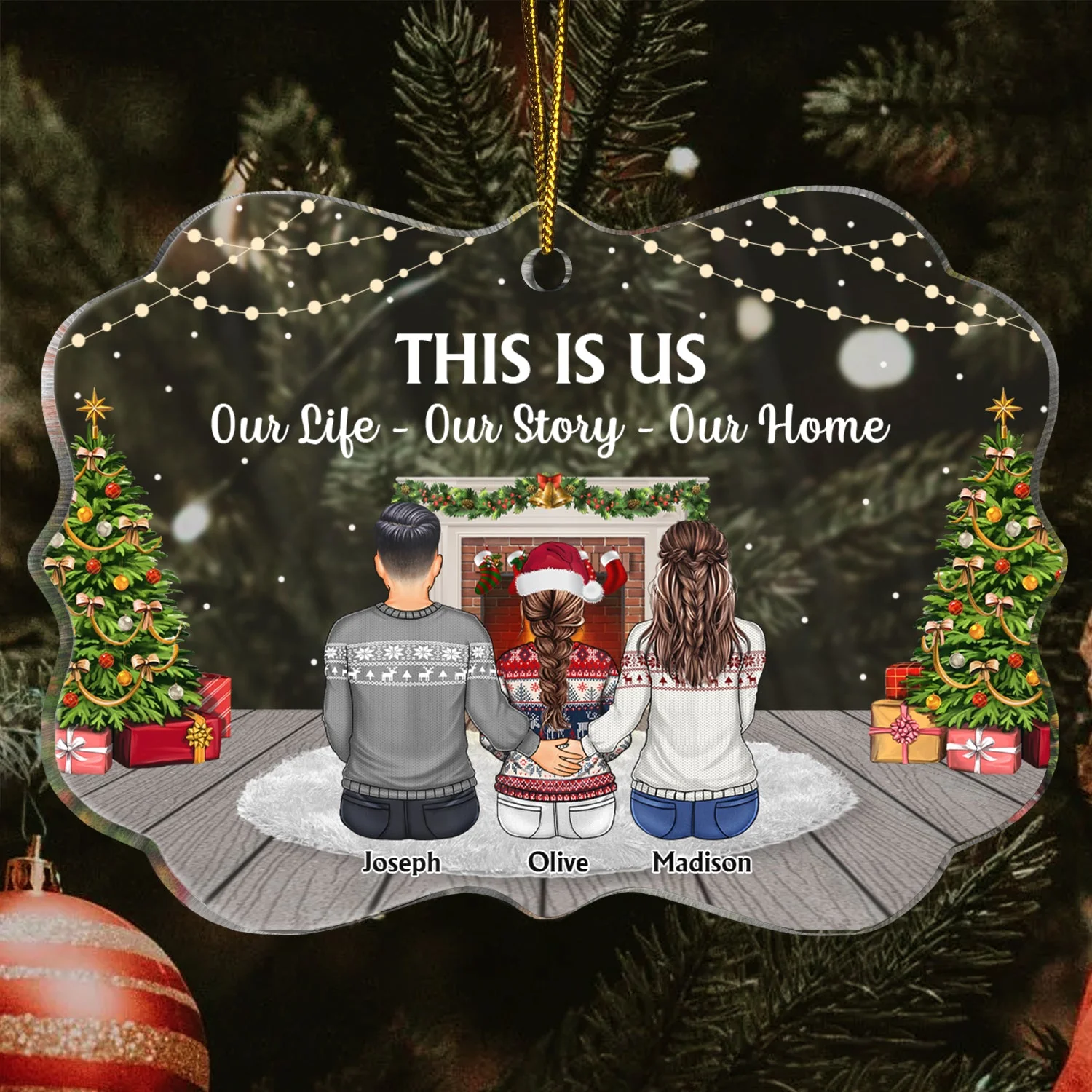 This Is Us A Little Bit Of Crazy - Christmas, Gift For Family - Personalized Medallion Acrylic Ornament - Image 3