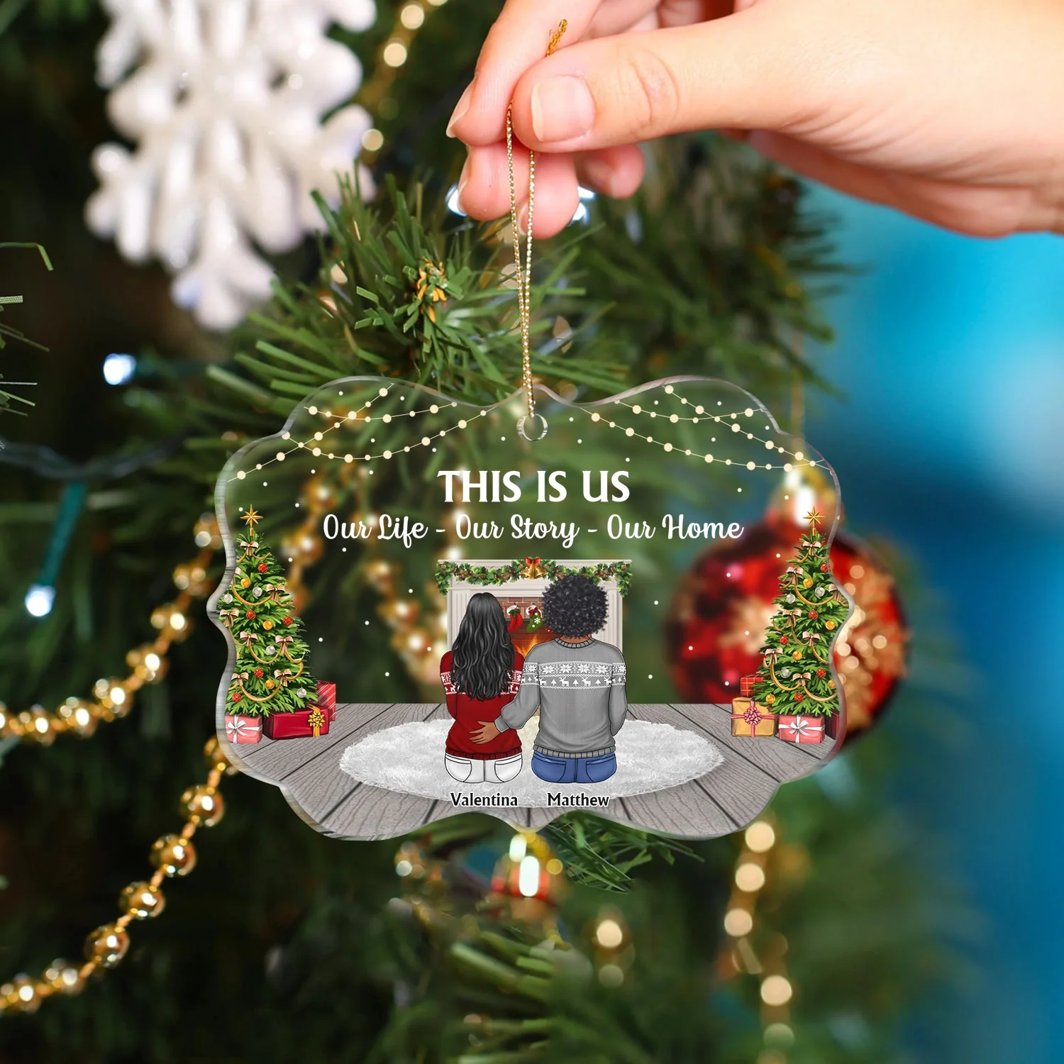 This Is Us A Little Bit Of Crazy - Christmas, Gift For Family - Personalized Medallion Acrylic Ornament - Image 4