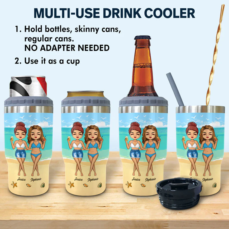 This Is Us And A Whole Lot Of Love - Gift For Bestie - Personalized Custom Triple 3 In 1 Can Cooler - Image 2