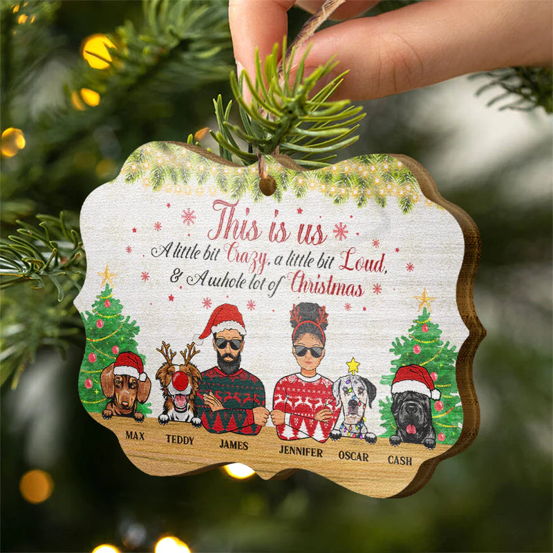 This Is Us Christmas Couple And Dog - Personalized Custom Wooden Ornament - Image 2