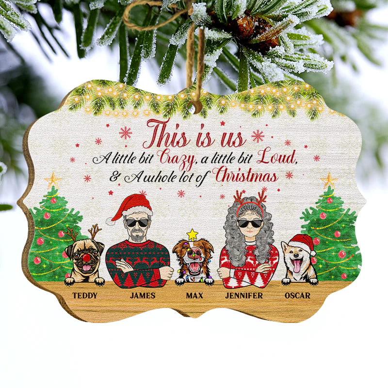 This Is Us Christmas Couple And Dog - Personalized Custom Wooden Ornament - Image 3