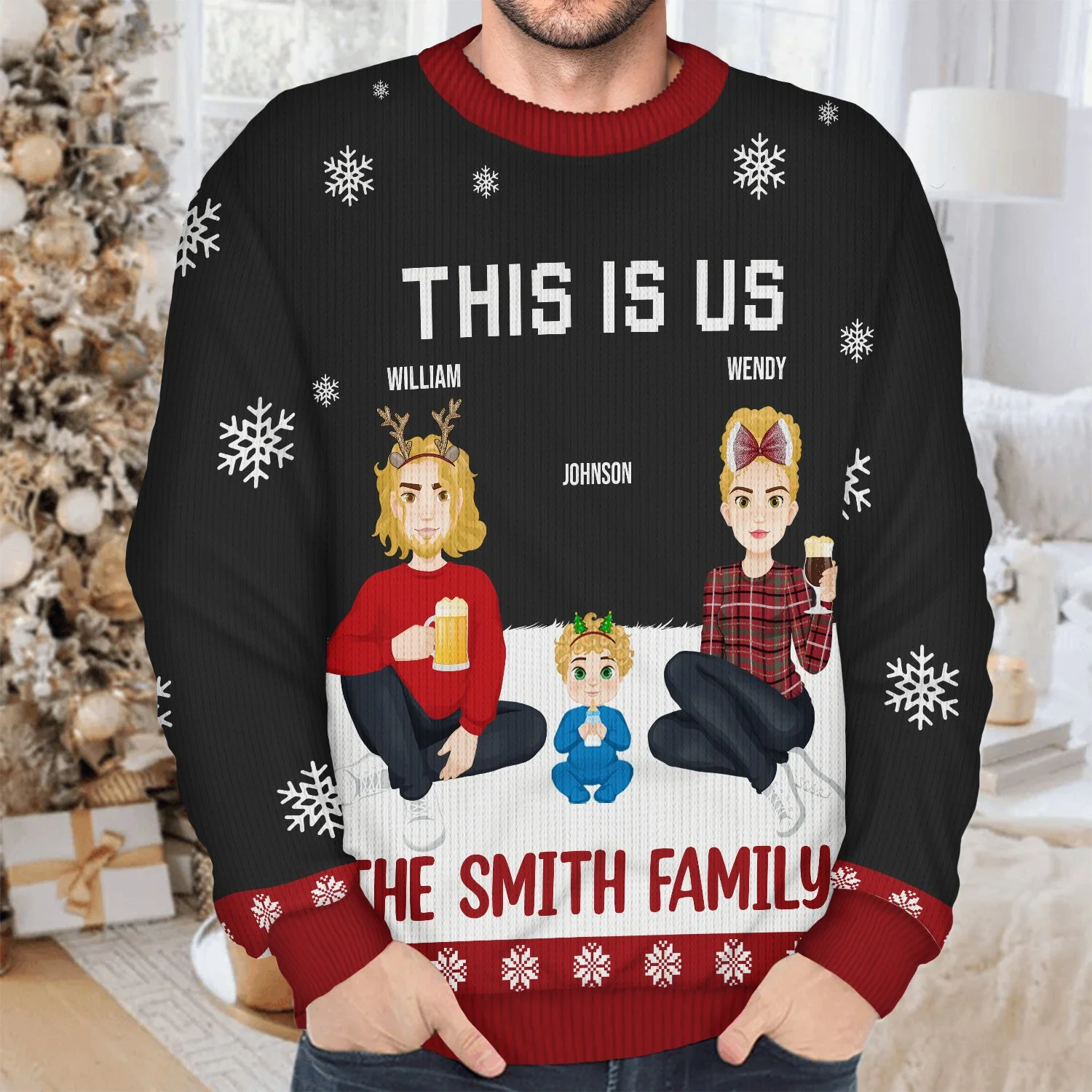 This Is Us - Christmas Gift For Family - Personalized Unisex Ugly Sweater - Image 4