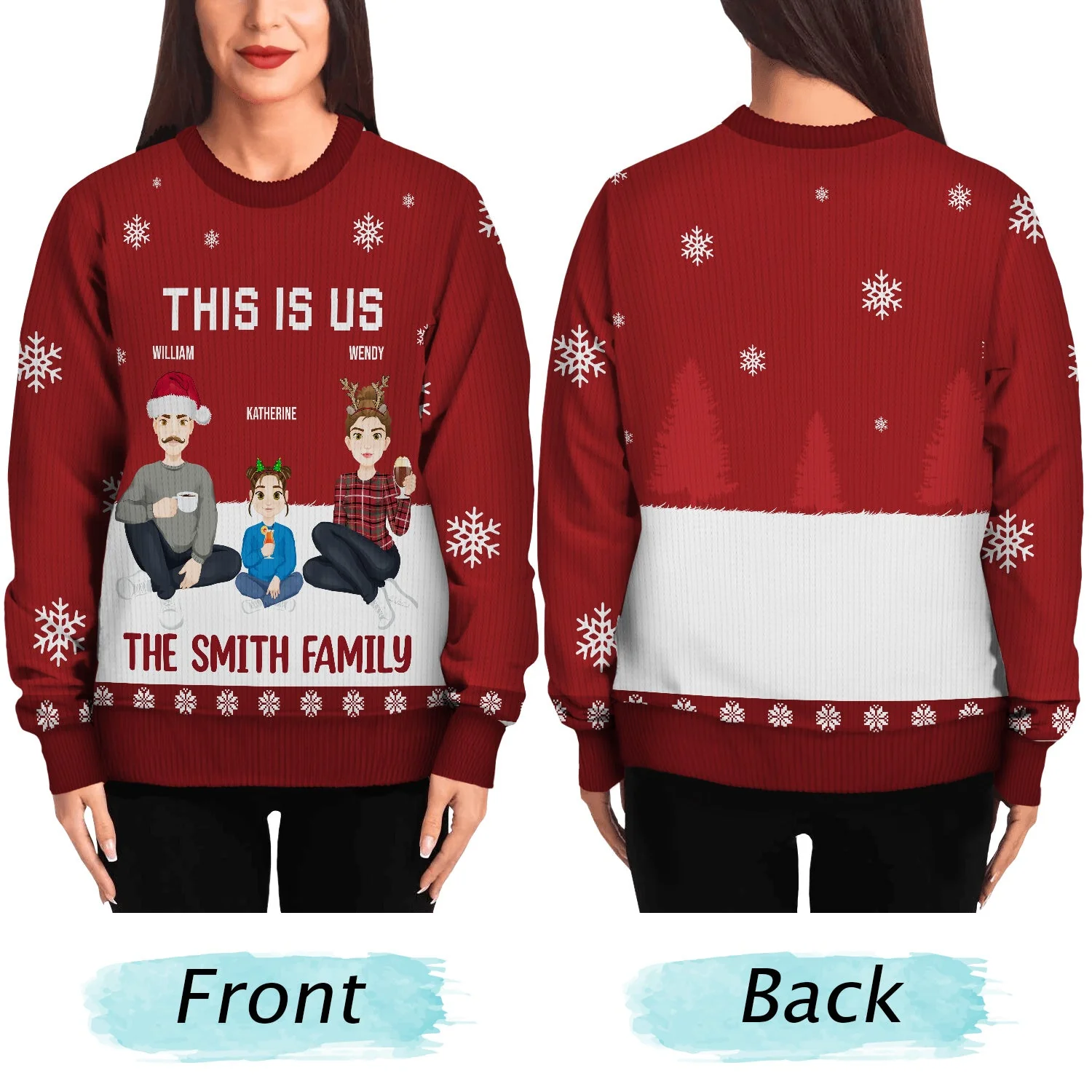 This Is Us - Christmas Gift For Family - Personalized Unisex Ugly Sweater - Image 5