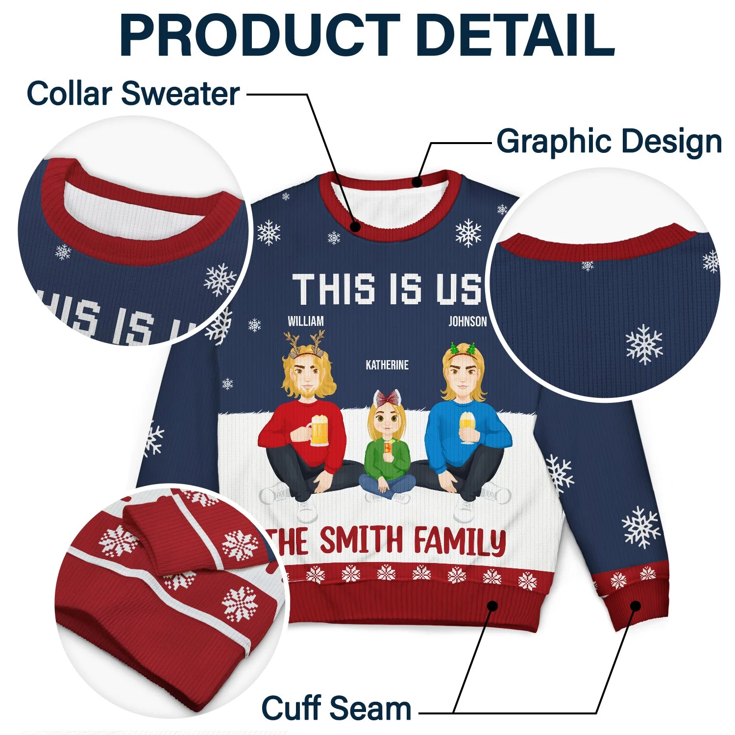 This Is Us - Christmas Gift For Family - Personalized Unisex Ugly Sweater - Image 6