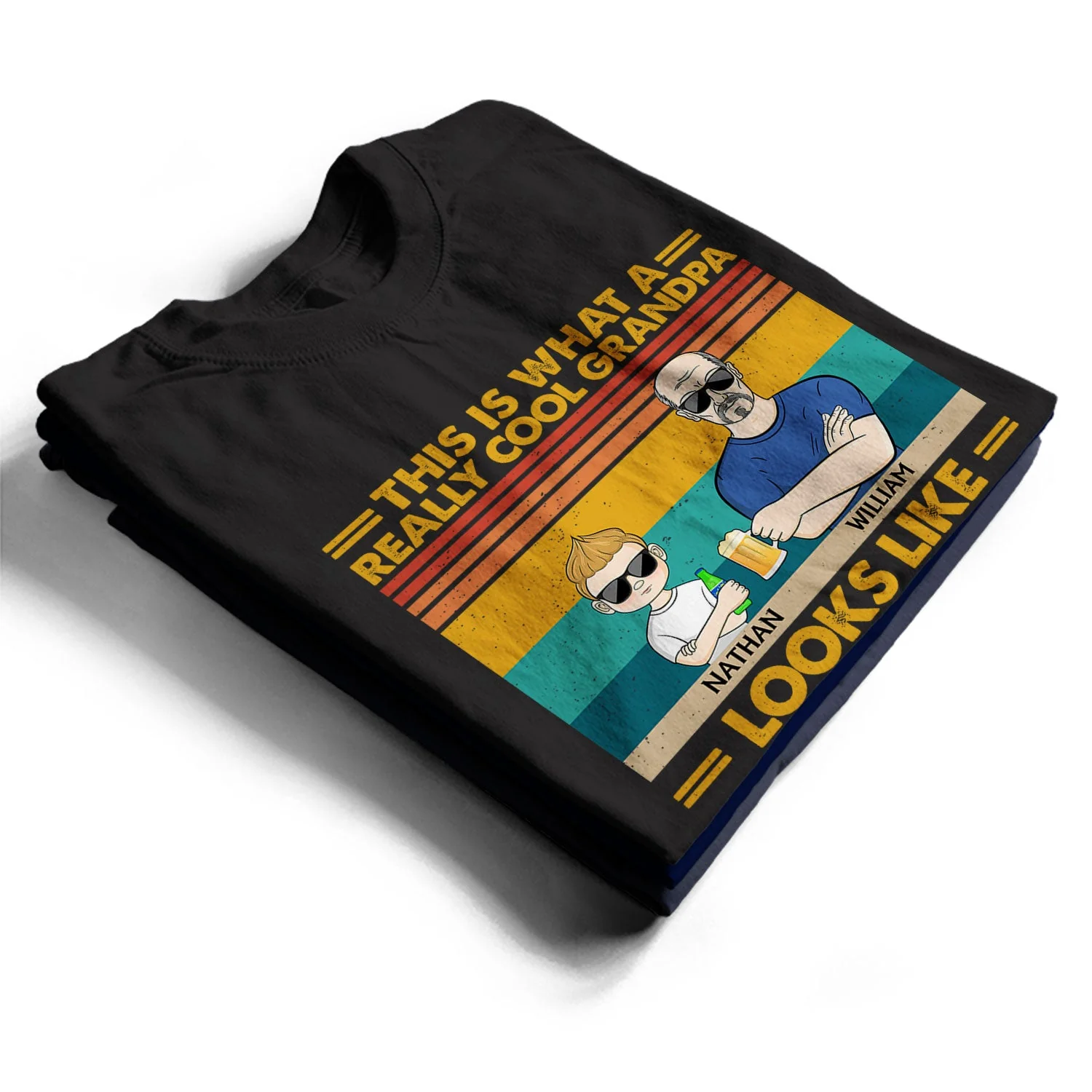 This Is What A Really Cool Grandpa Looks Like Grandparents Grandkids - Funny, Birthday, Family Gift For Grandfather, Granddad - Personalized Custom T Shirt - Image 2